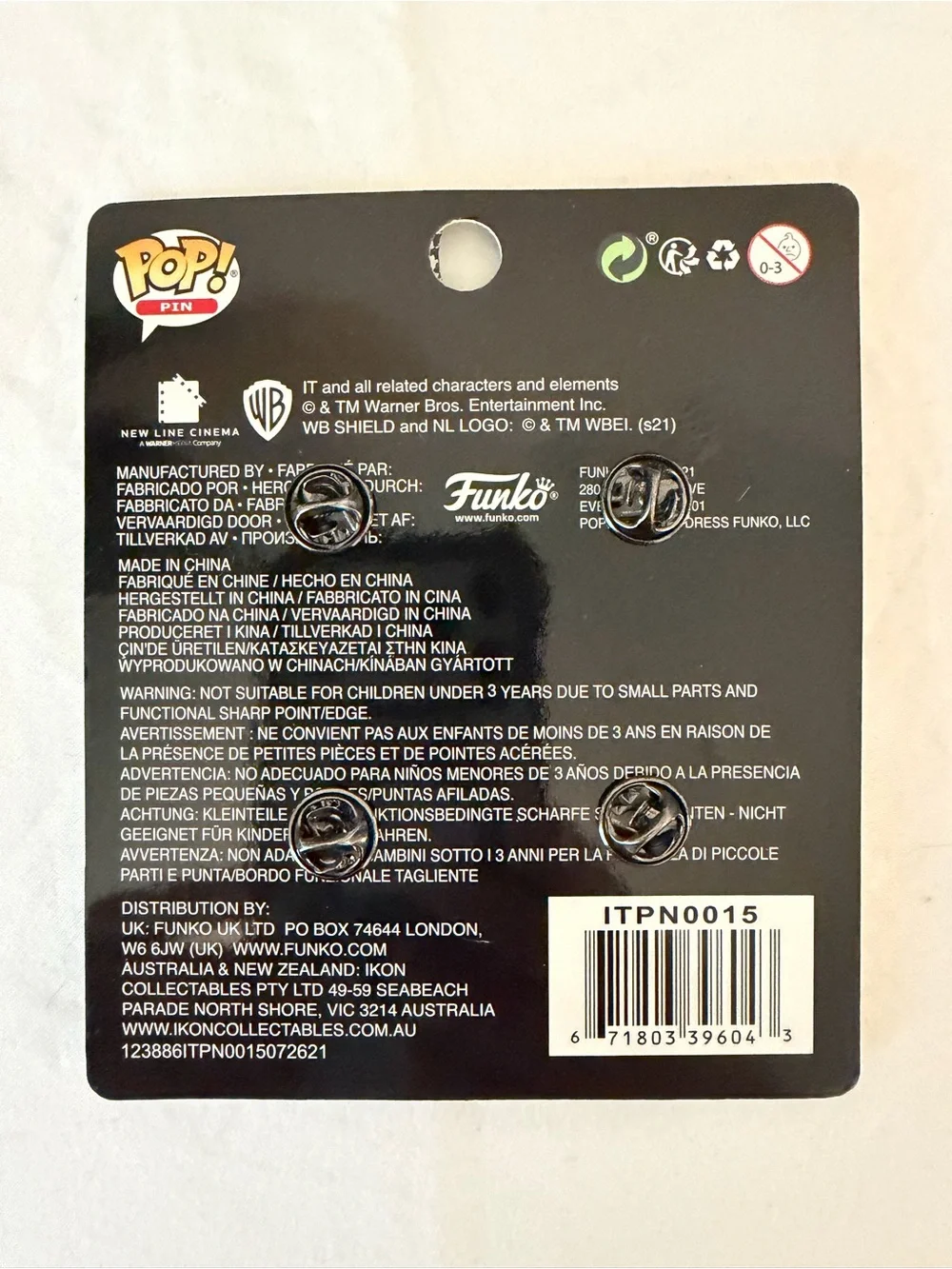Funko IT Pennywise Enamel Pin Set - Orange, Red, Yellow, White